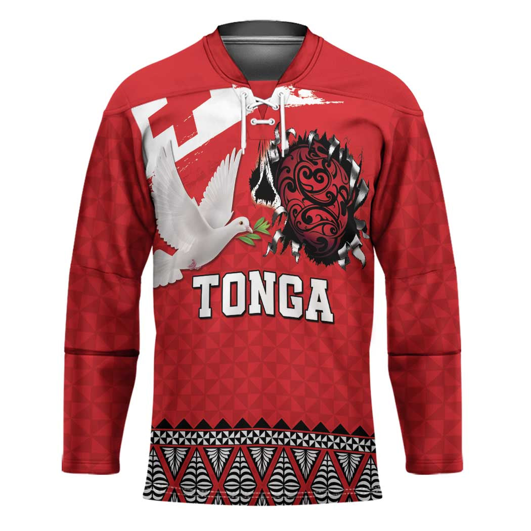 Tonga Heart Tribal Personalised Hockey Jersey Polynesian Patterns LT9 Unisex Red - Polynesian Pride