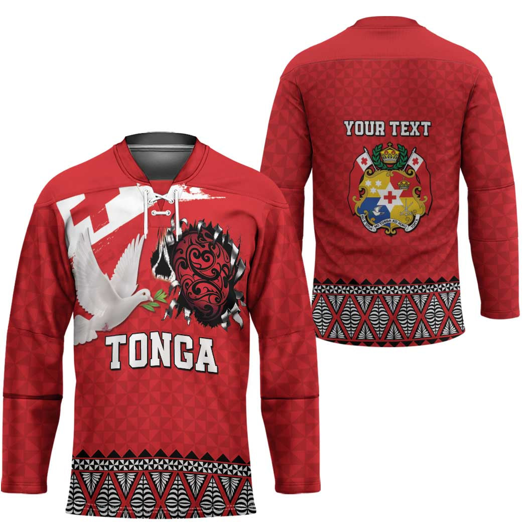 Tonga Heart Tribal Personalised Hockey Jersey Polynesian Patterns