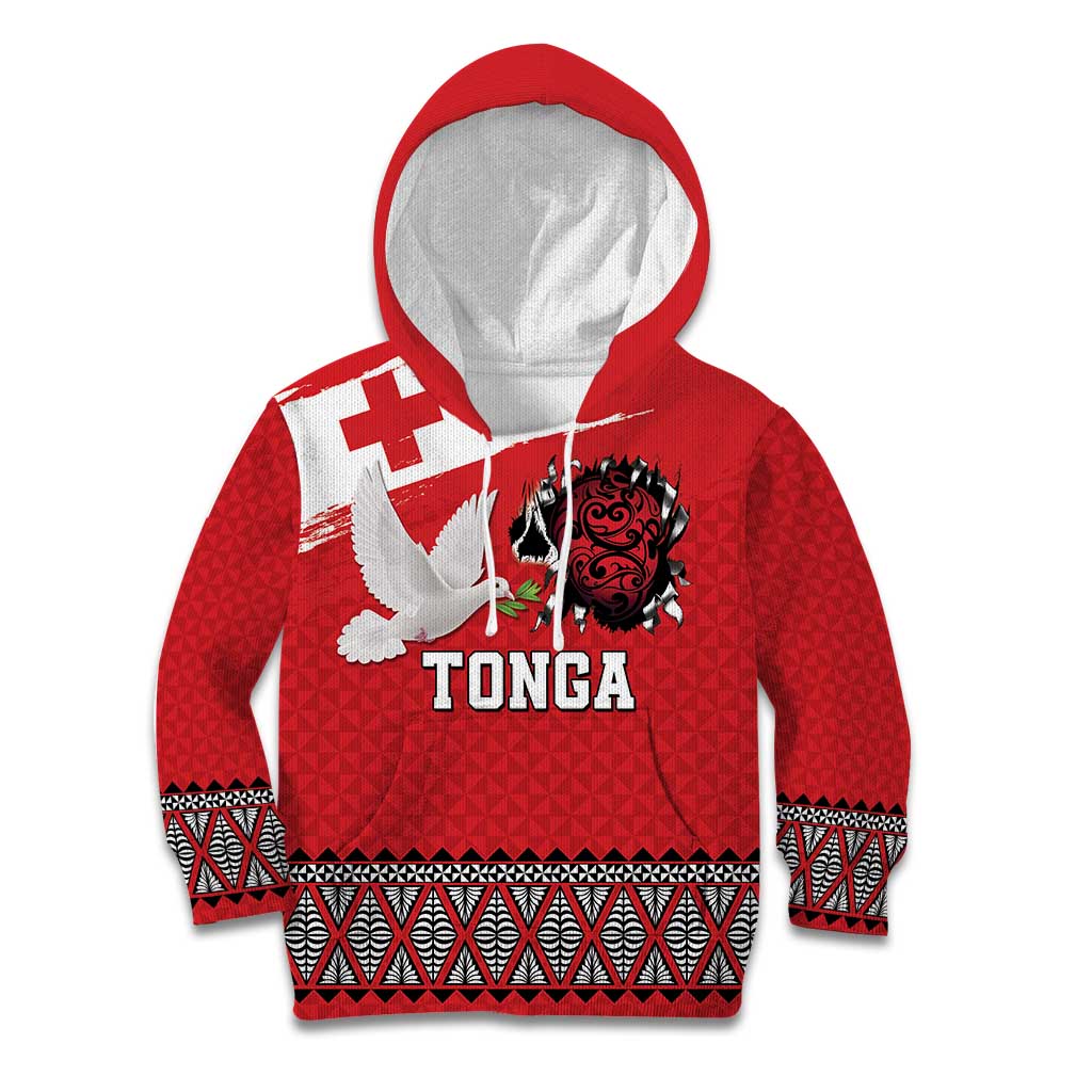 Tonga Heart Tribal Personalised Kid Hoodie Polynesian Patterns LT9 Hoodie Red - Polynesian Pride
