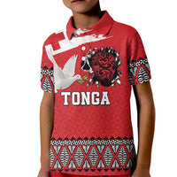 Tonga Heart Tribal Personalised Kid Polo Shirt Polynesian Patterns LT9 Kid Red - Polynesian Pride