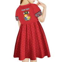 Tonga Heart Tribal Personalised Kid Short Sleeve Dress Polynesian Patterns LT9 - Polynesian Pride
