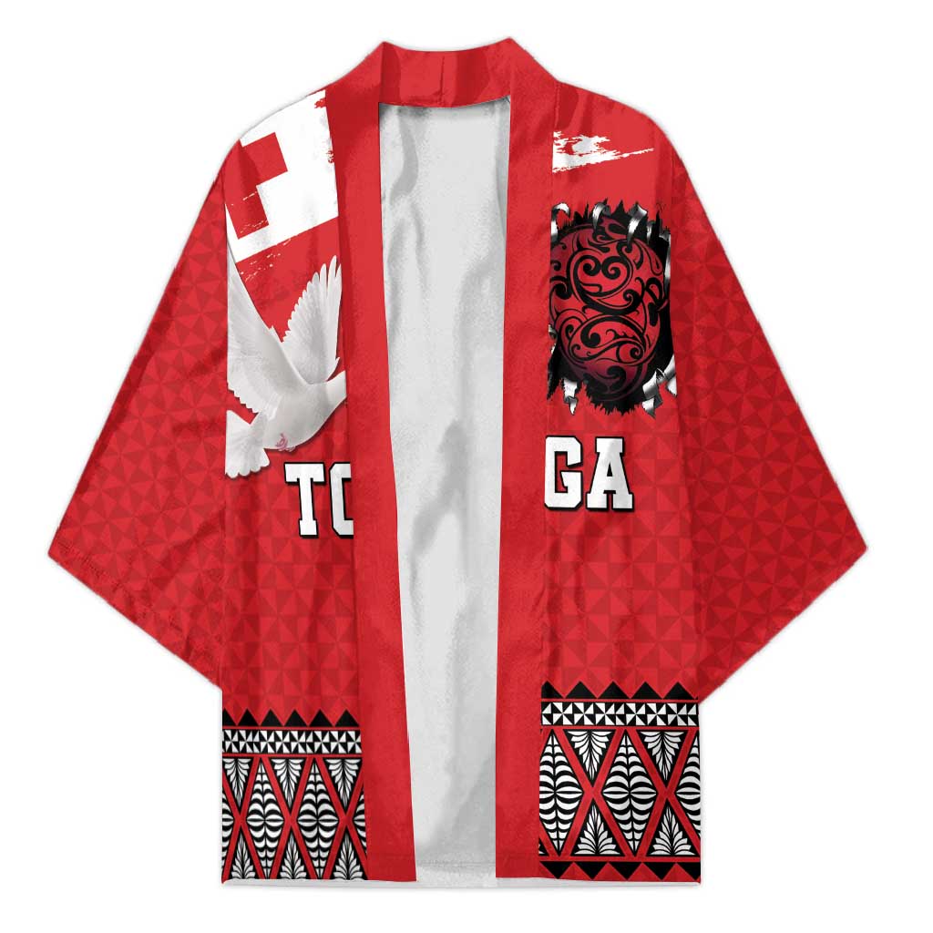 Tonga Heart Tribal Personalised Kimono Polynesian Patterns LT9 Unisex Red - Polynesian Pride