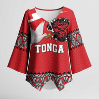 Tonga Heart Tribal Personalised Kimono Sleeve Blouse Polynesian Patterns LT9 Female Red - Polynesian Pride