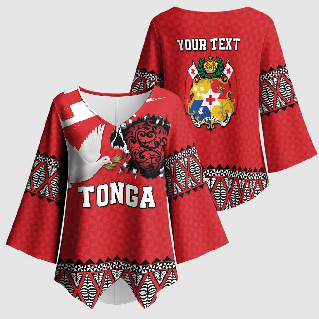 Tonga Heart Tribal Personalised Kimono Sleeve Blouse Polynesian Patterns LT9 - Polynesian Pride
