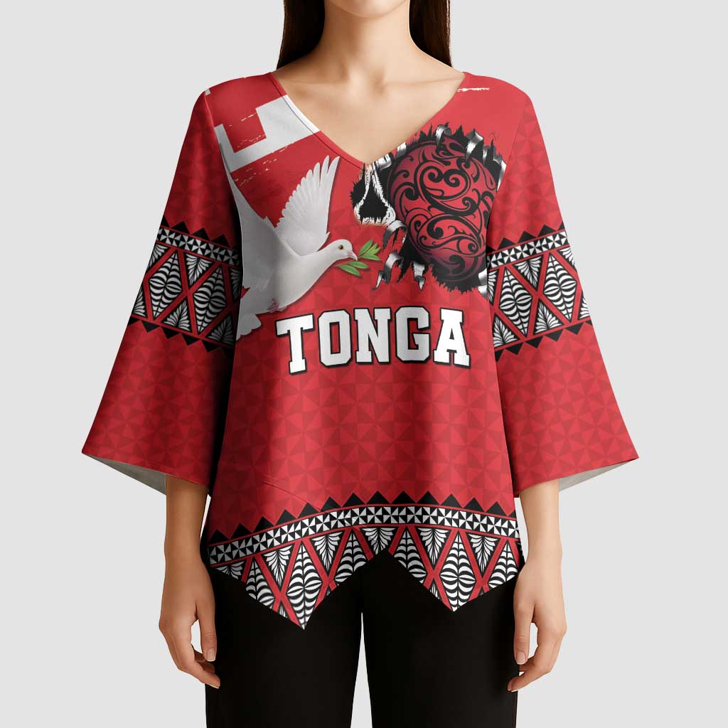 Tonga Heart Tribal Personalised Kimono Sleeve Blouse Polynesian Patterns LT9 - Polynesian Pride