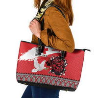 Tonga Heart Tribal Personalised Leather Tote Bag Polynesian Patterns LT9 Red - Polynesian Pride