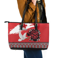 Tonga Heart Tribal Personalised Leather Tote Bag Polynesian Patterns LT9 - Polynesian Pride