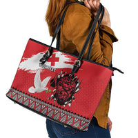 Tonga Heart Tribal Personalised Leather Tote Bag Polynesian Patterns LT9 - Polynesian Pride