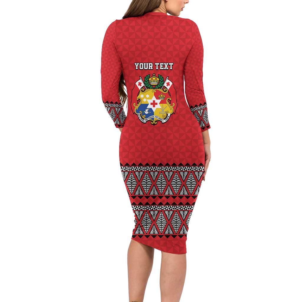 Tonga Heart Tribal Personalised Long Sleeve Bodycon Dress Polynesian Patterns LT9 - Polynesian Pride