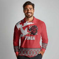 Tonga Heart Tribal Personalised Long Sleeve Polo Shirt Polynesian Patterns
