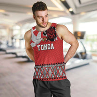 Tonga Heart Tribal Personalised Men Tank Top Polynesian Patterns LT9 Red - Polynesian Pride
