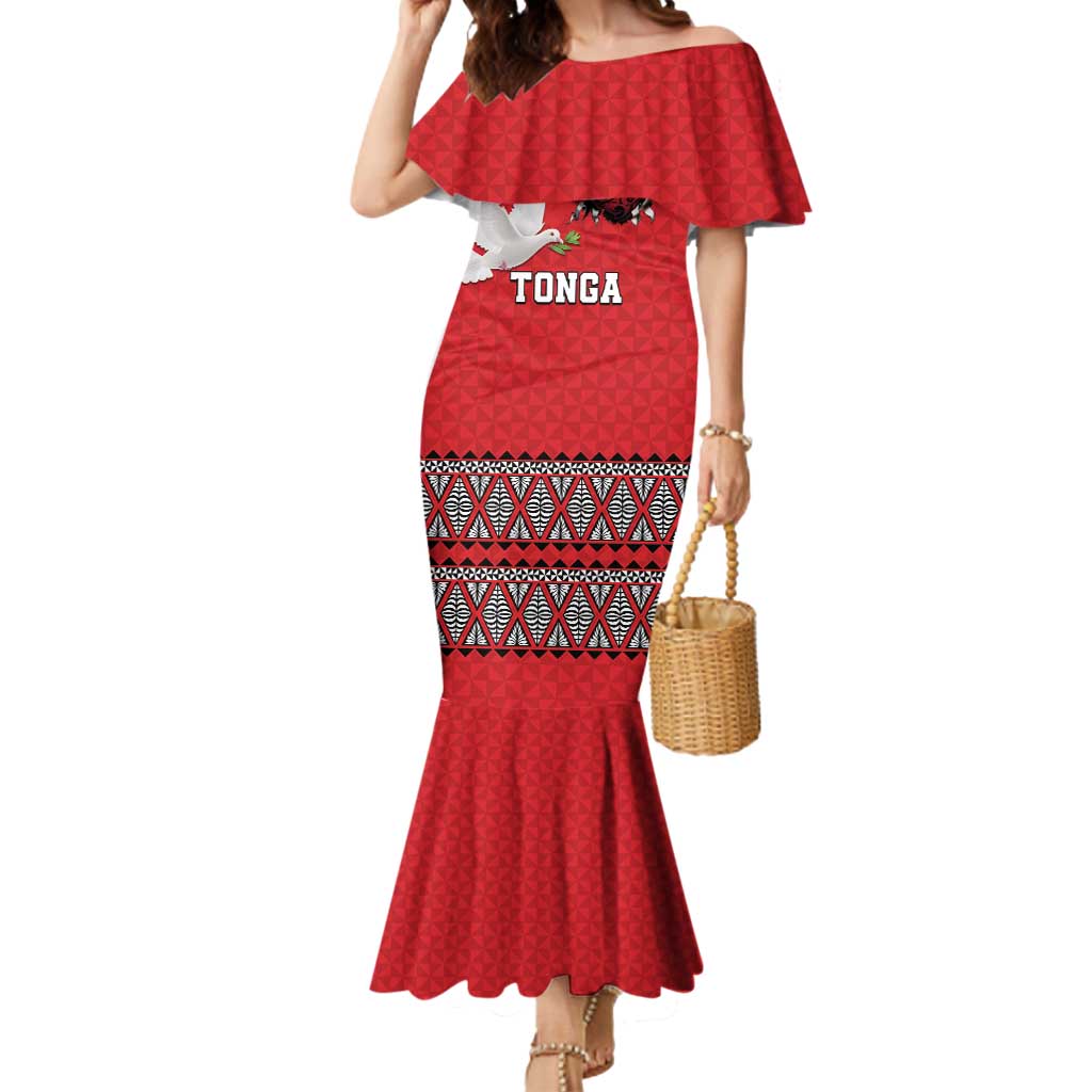 Tonga Heart Tribal Personalised Mermaid Dress Polynesian Patterns LT9 Women Red - Polynesian Pride