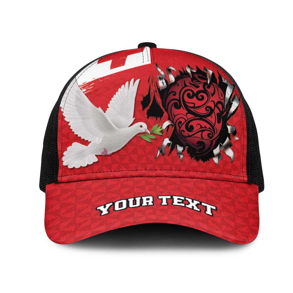 Tonga Heart Tribal Personalised Mesh Trucker Cap Polynesian Patterns LT9 One Size Black Red - Polynesian Pride
