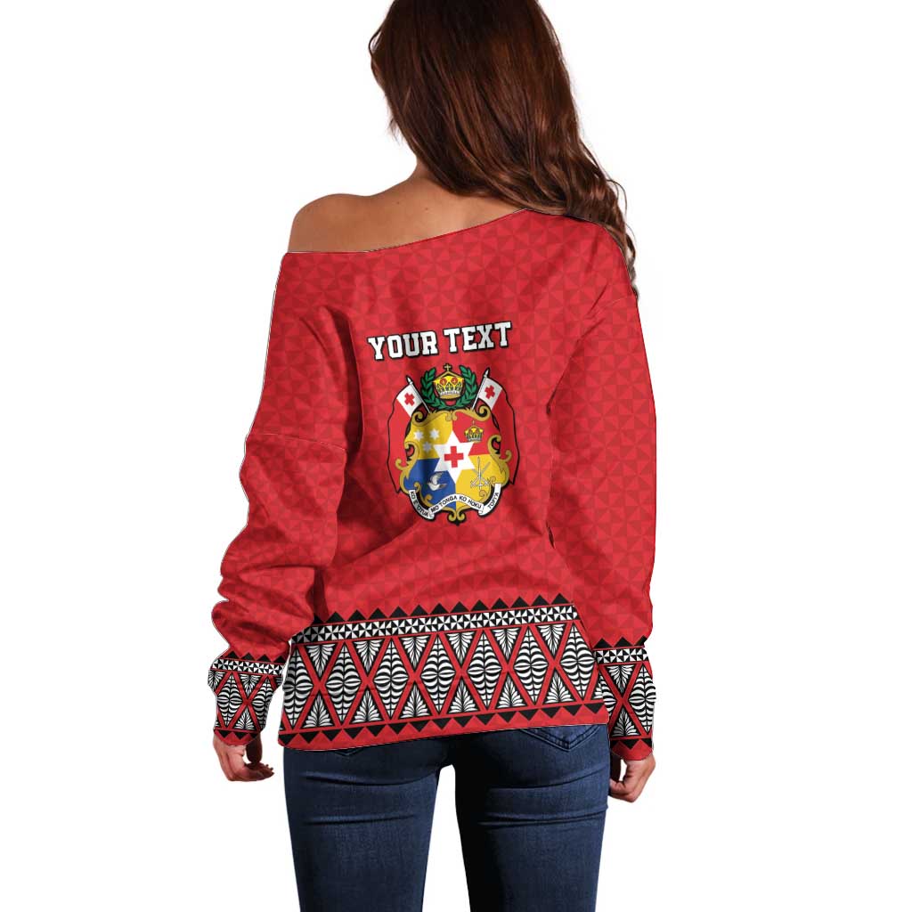 Tonga Heart Tribal Personalised Off Shoulder Sweater Polynesian Patterns LT9 - Polynesian Pride