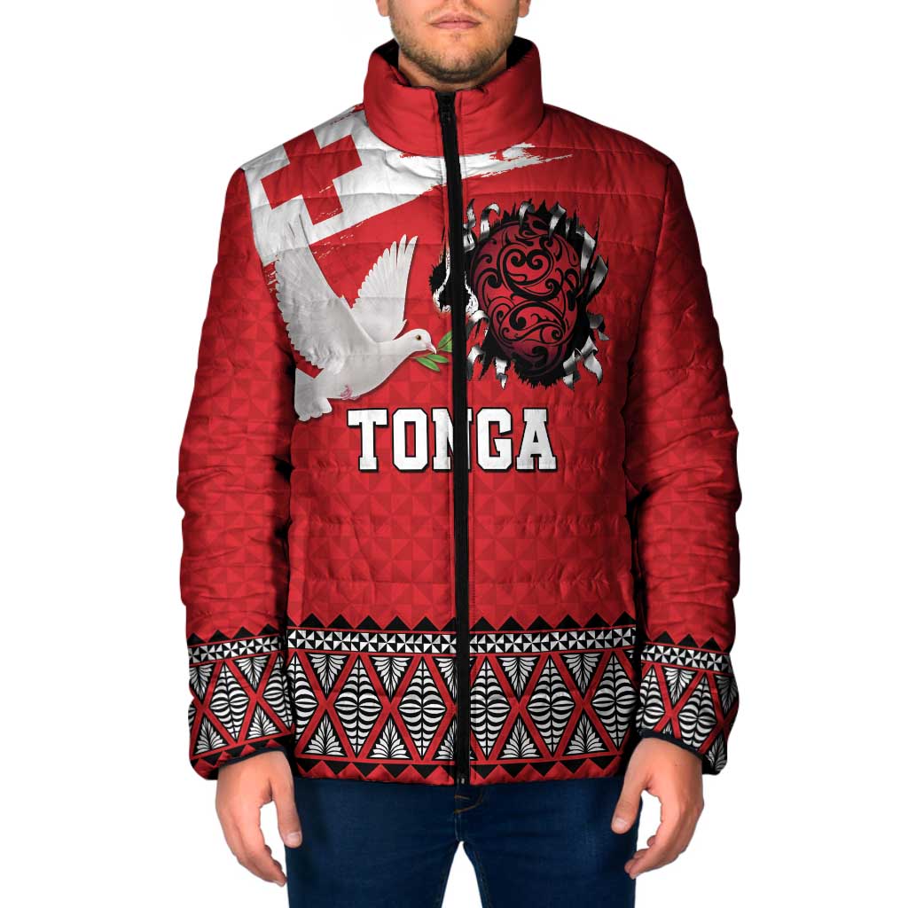 Tonga Heart Tribal Personalised Padded Jacket Polynesian Patterns LT9 Men Red - Polynesian Pride
