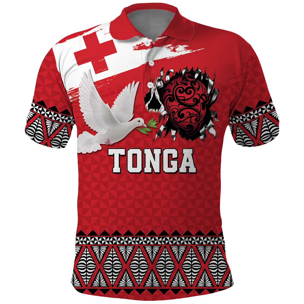 Tonga Heart Tribal Personalised Polo Shirt Polynesian Patterns LT9 Red - Polynesian Pride