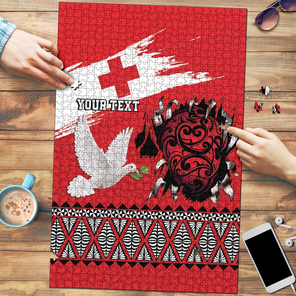 Tonga Heart Tribal Personalised Puzzle Polynesian Patterns LT9 Red - Polynesian Pride