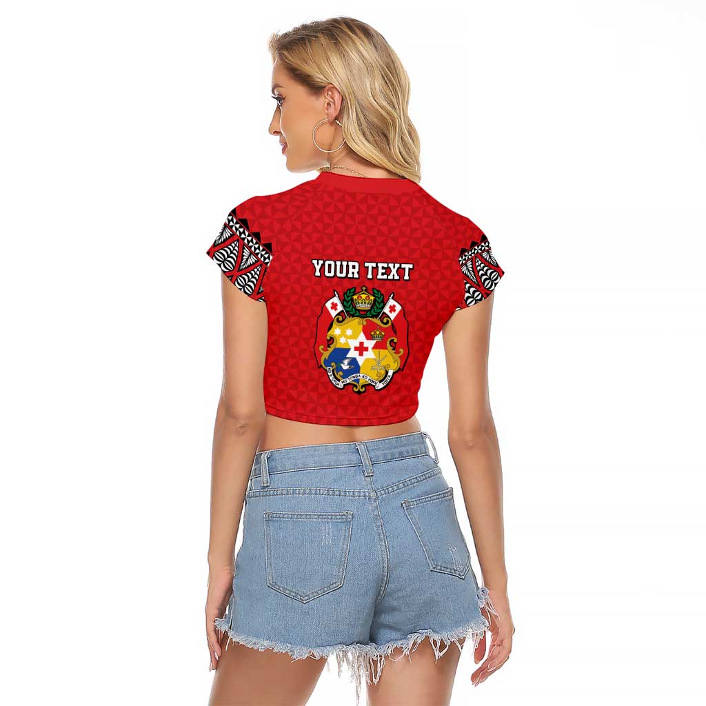 Tonga Heart Tribal Personalised Raglan Cropped T Shirt Polynesian Patterns LT9 - Polynesian Pride