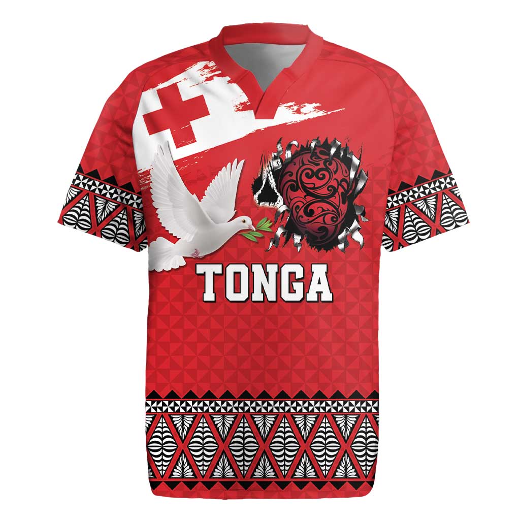 Tonga Heart Tribal Personalised Rugby Jersey Polynesian Patterns LT9 Red - Polynesian Pride