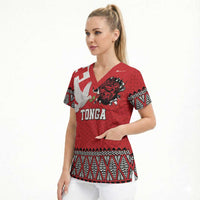 Tonga Heart Tribal Personalised Scrub Top Polynesian Patterns LT9 - Polynesian Pride