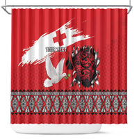 Tonga Heart Tribal Personalised Shower Curtain Polynesian Patterns LT9 Red - Polynesian Pride