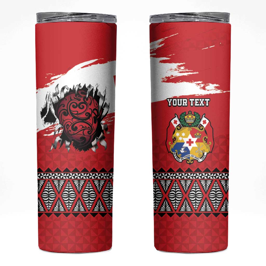 Tonga Heart Tribal Personalised Skinny Tumbler Polynesian Patterns LT9 Red - Polynesian Pride