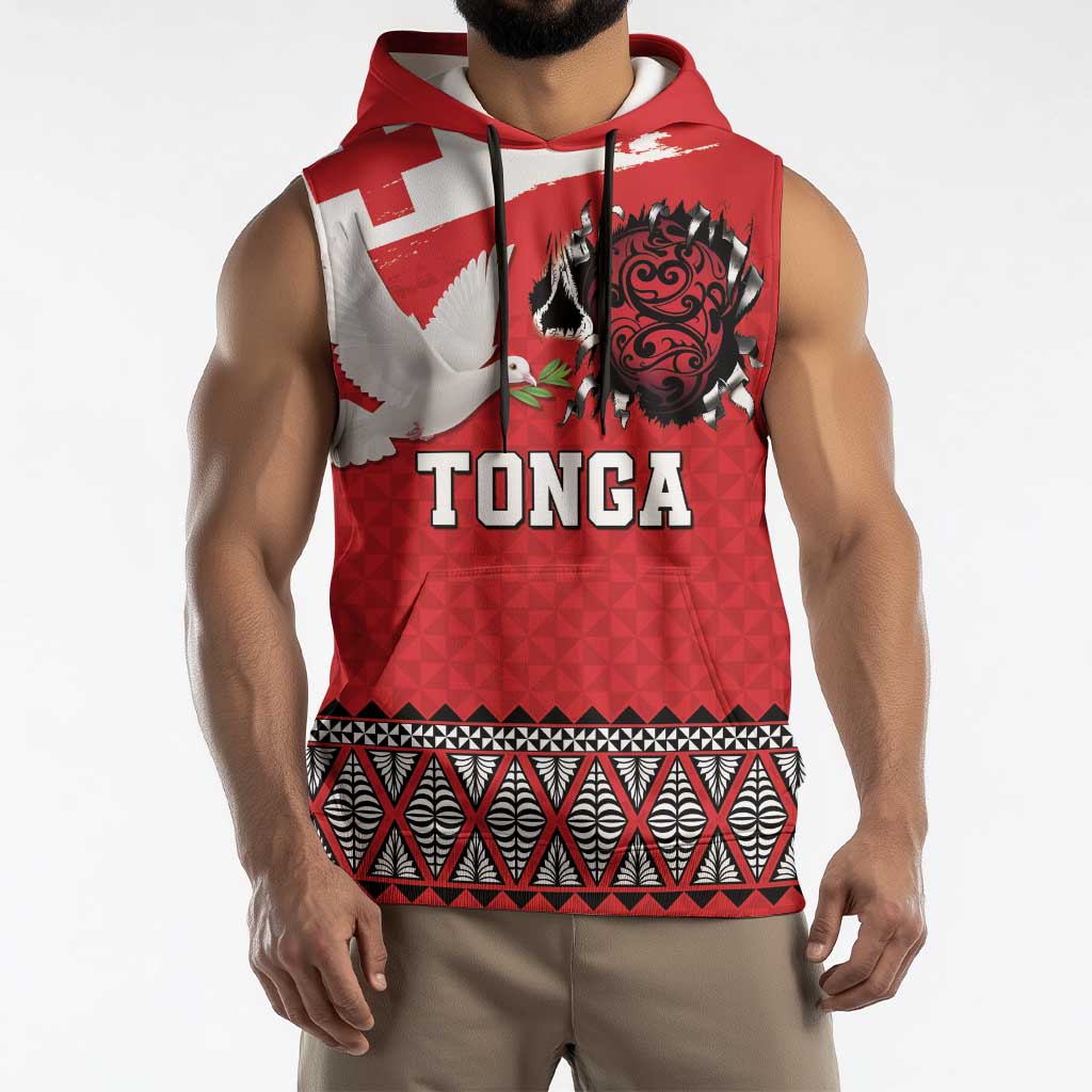 Tonga Heart Tribal Personalised Sleeveless Hoodie Polynesian Patterns LT9 - Polynesian Pride