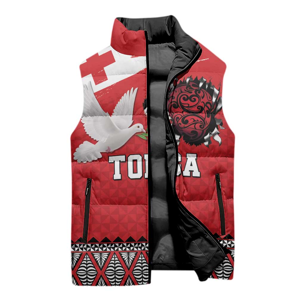 Tonga Heart Tribal Personalised Sleeveless Puffer Jacket Polynesian Patterns LT9 - Polynesian Pride