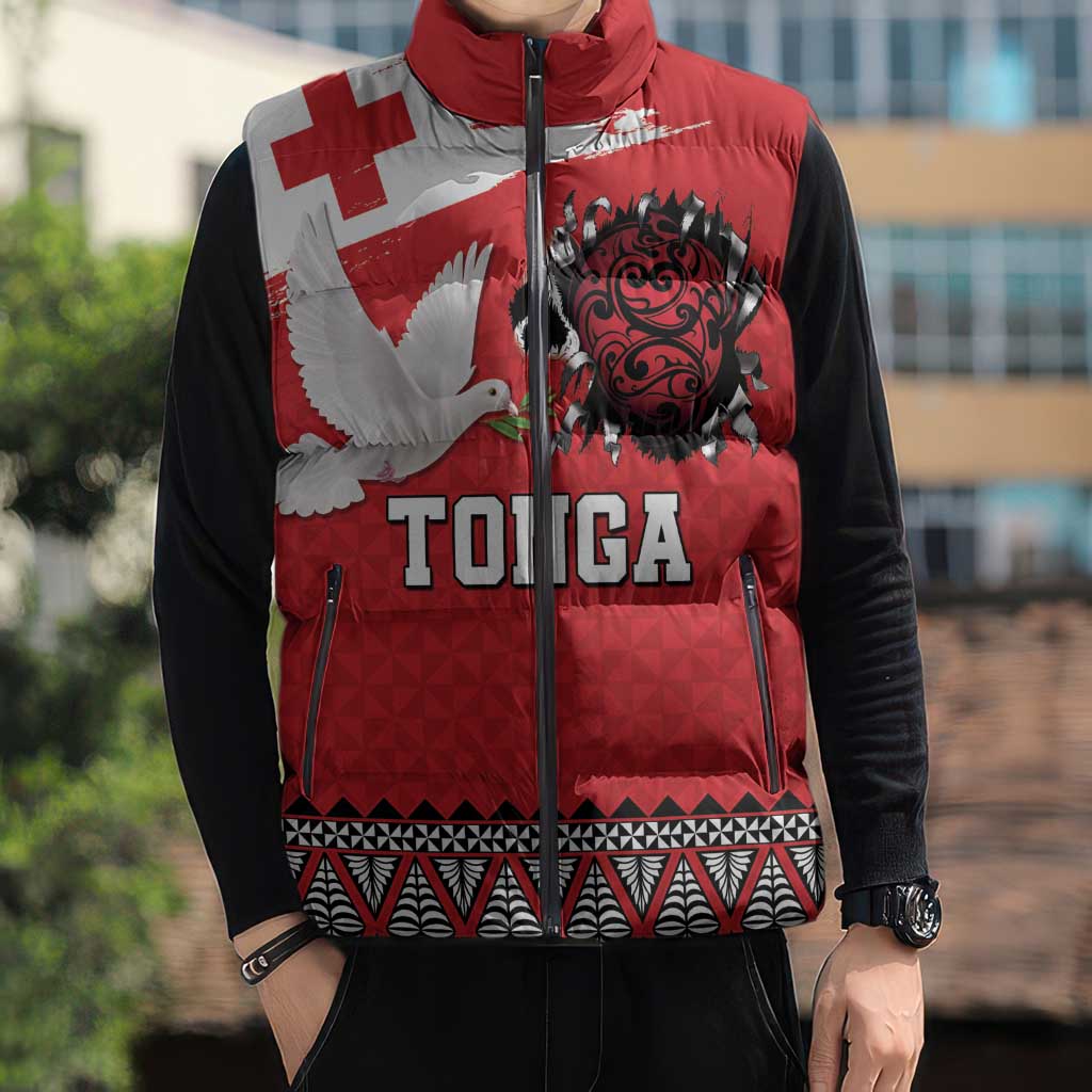 Tonga Heart Tribal Personalised Sleeveless Puffer Jacket Polynesian Patterns LT9 - Polynesian Pride
