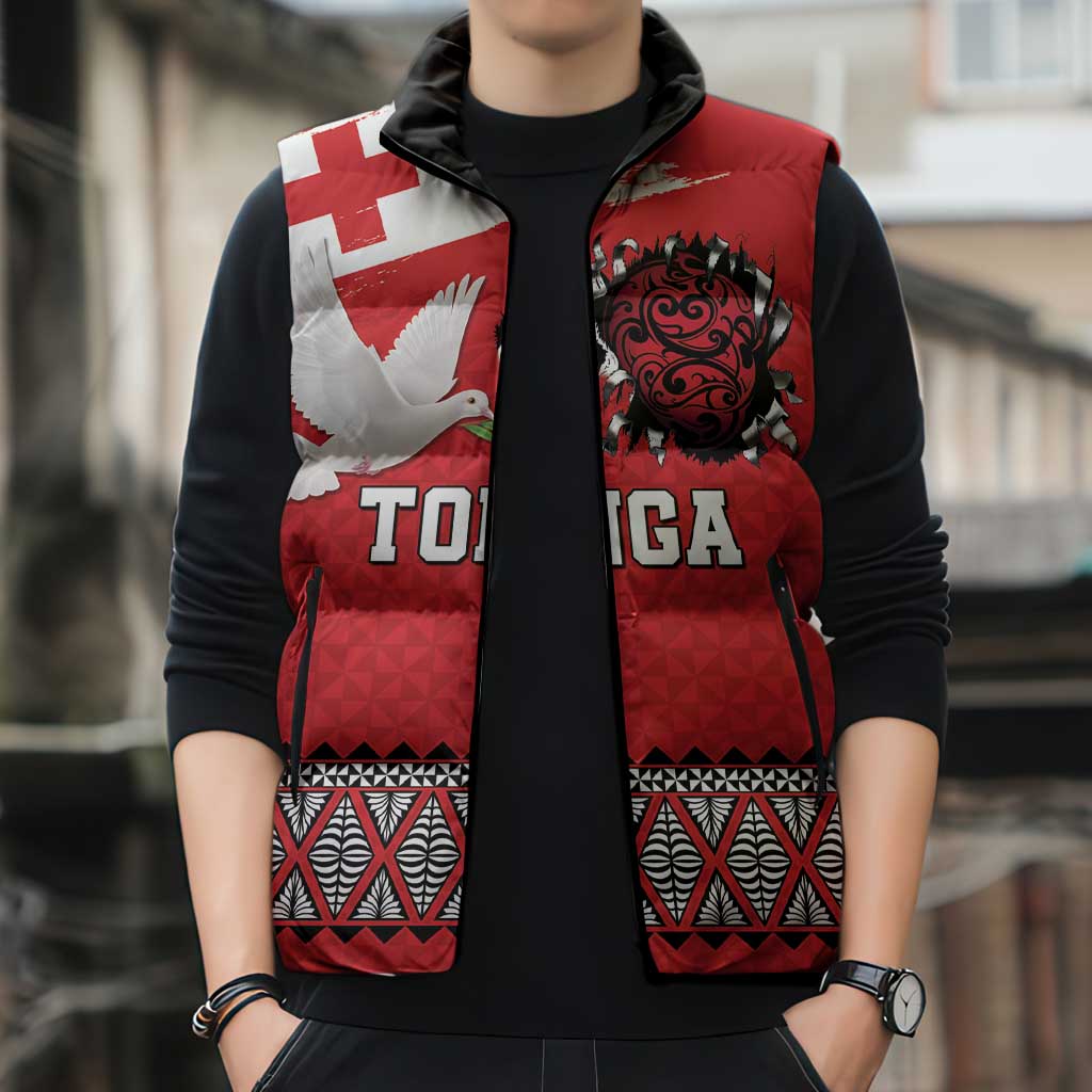 Tonga Heart Tribal Personalised Sleeveless Puffer Jacket Polynesian Patterns LT9 - Polynesian Pride