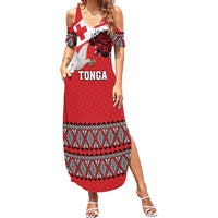 Tonga Heart Tribal Personalised Summer Maxi Dress Polynesian Patterns LT9 Women Red - Polynesian Pride