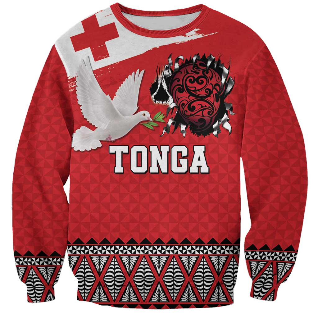 Tonga Heart Tribal Personalised Sweatshirt Polynesian Patterns LT9 Unisex Red - Polynesian Pride