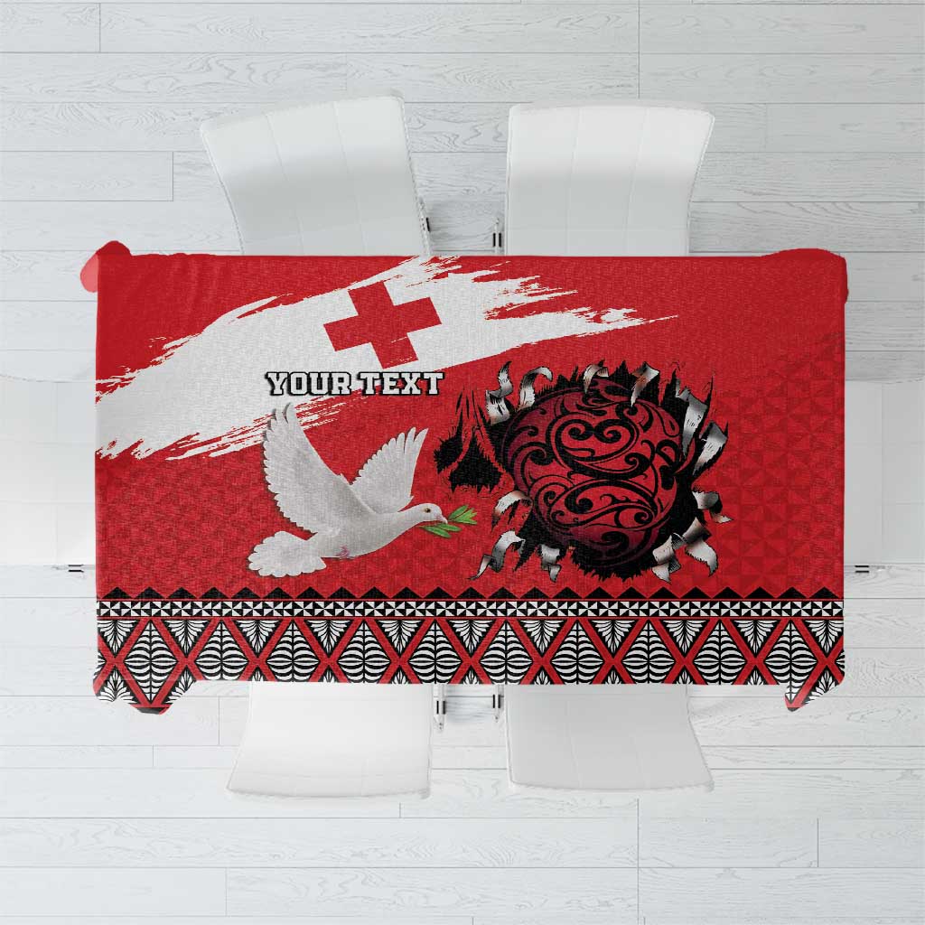 Tonga Heart Tribal Personalised Tablecloth Polynesian Patterns LT9 Red - Polynesian Pride