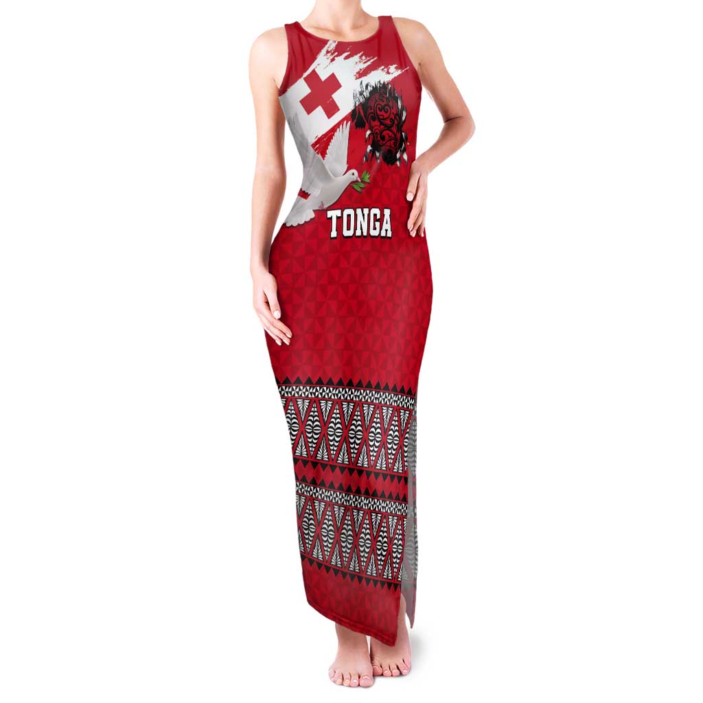 Tonga Heart Tribal Personalised Tank Maxi Dress Polynesian Patterns LT9 Women Red - Polynesian Pride