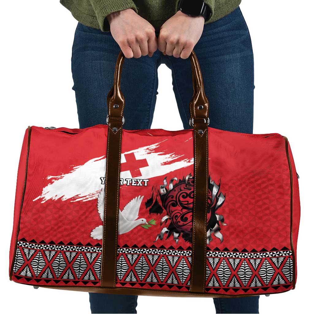 Tonga Heart Tribal Personalised Travel Bag Polynesian Patterns LT9 Red - Polynesian Pride