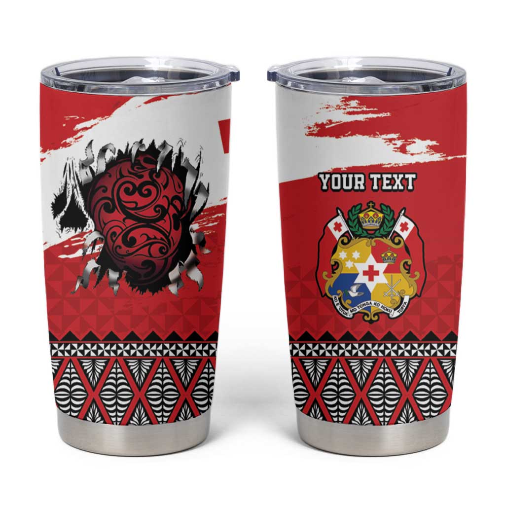 Tonga Heart Tribal Personalised Tumbler Cup Polynesian Patterns