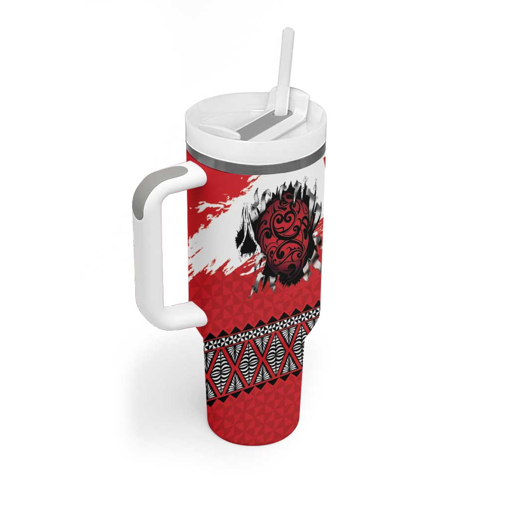 Tonga Heart Tribal Personalised Tumbler With Handle Polynesian Patterns LT9 - Polynesian Pride
