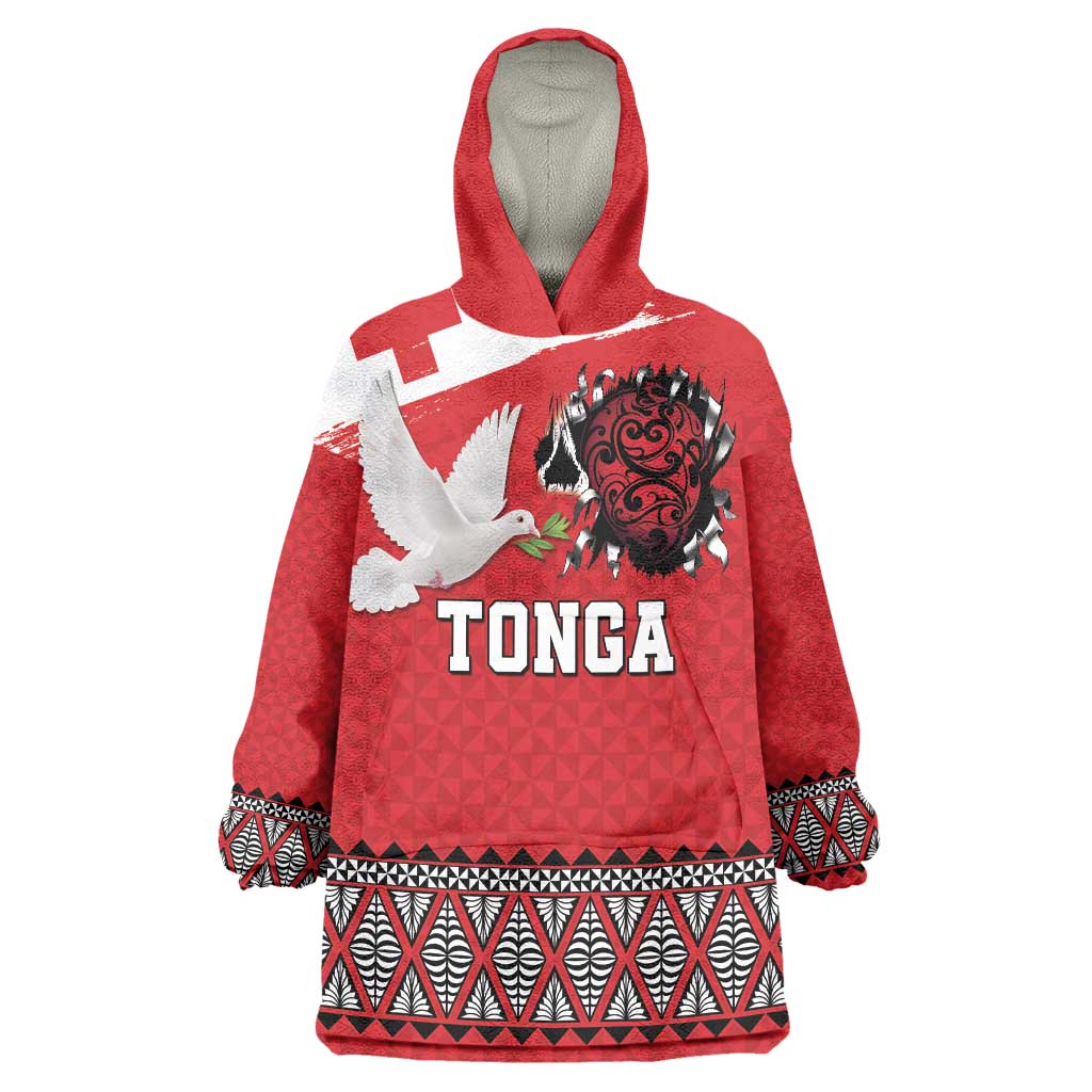 Tonga Heart Tribal Personalised Wearable Blanket Hoodie Polynesian Patterns LT9 One Size Red - Polynesian Pride