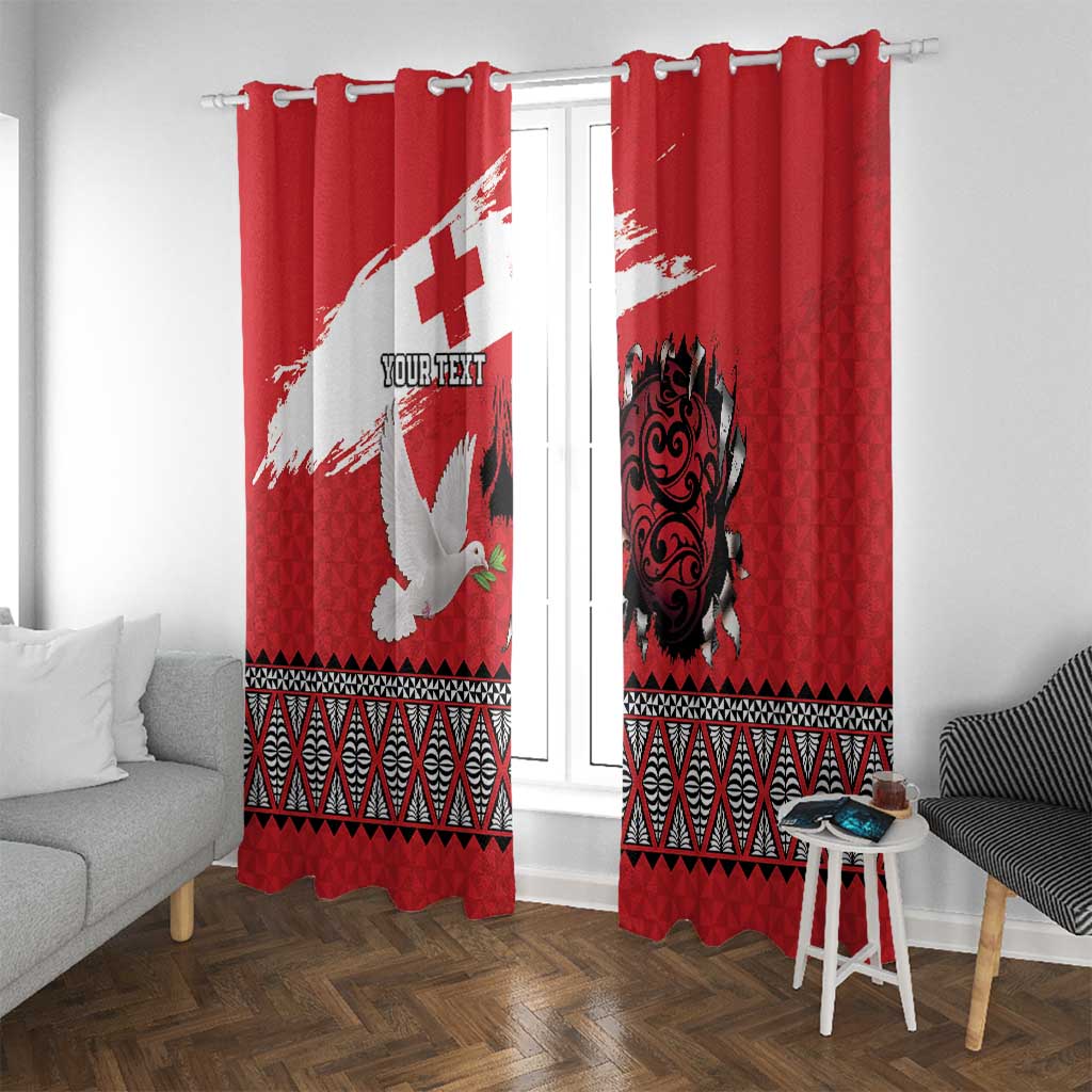 Tonga Heart Tribal Personalised Window Curtain Polynesian Patterns LT9 With Grommets Red - Polynesian Pride