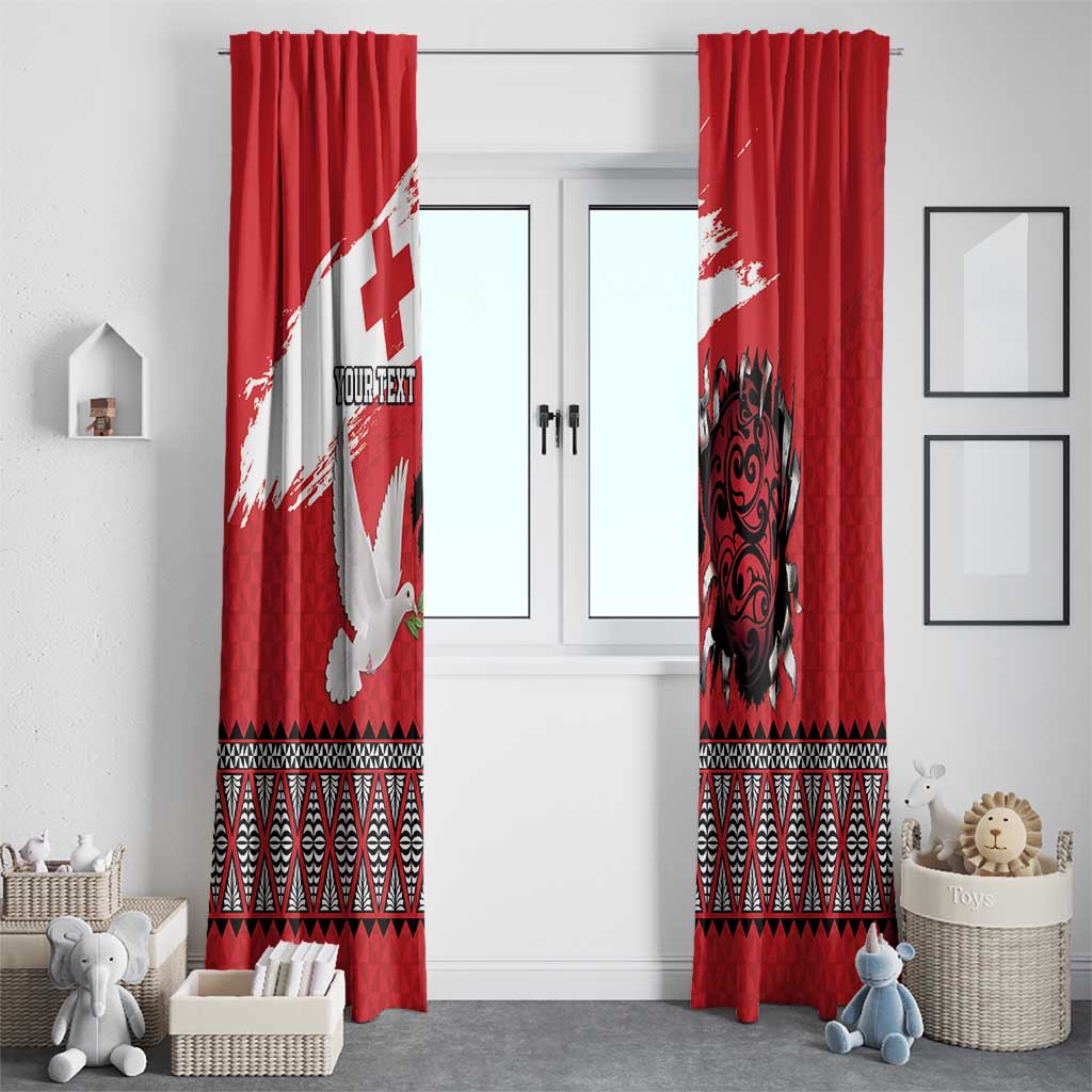 Tonga Heart Tribal Personalised Window Curtain Polynesian Patterns LT9 - Polynesian Pride