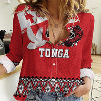 Tonga Heart Tribal Personalised Women Casual Shirt Polynesian Patterns LT9 Female Red - Polynesian Pride