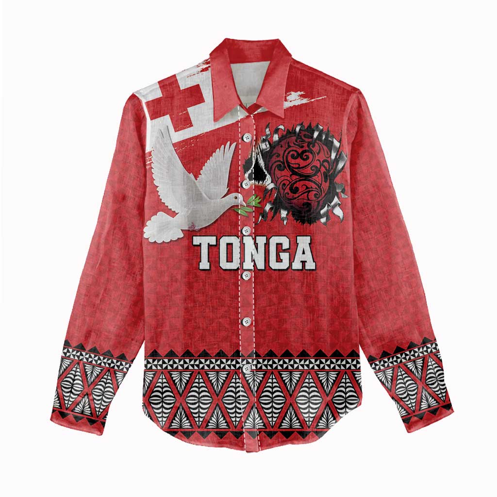 Tonga Heart Tribal Personalised Women Casual Shirt Polynesian Patterns LT9 - Polynesian Pride