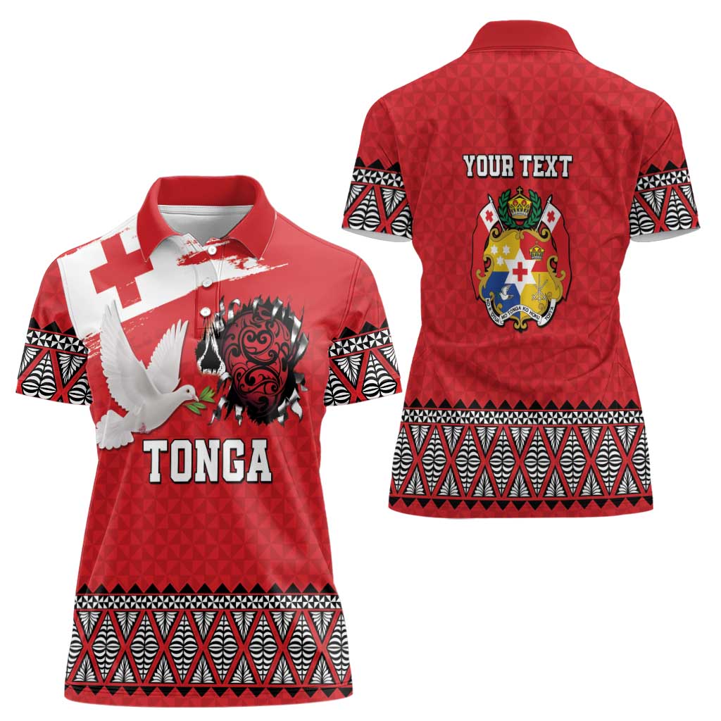 Tonga Heart Tribal Personalised Women Polo Shirt Polynesian Patterns LT9 - Polynesian Pride