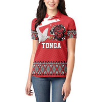 Tonga Heart Tribal Personalised Women Polo Shirt Polynesian Patterns LT9 - Polynesian Pride