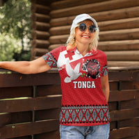Tonga Heart Tribal Personalised Women Polo Shirt Polynesian Patterns LT9 - Polynesian Pride