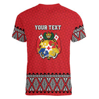 Tonga Heart Tribal Personalised Women V-Neck T-Shirt Polynesian Patterns LT9 - Polynesian Pride