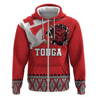 Tonga Heart Tribal Personalised Zip Hoodie Polynesian Patterns