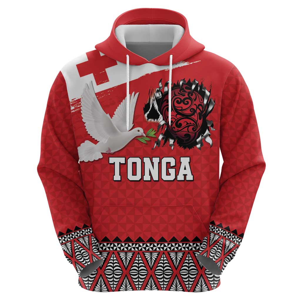 Tonga Heart Tribal Personalised Zip Hoodie Polynesian Patterns
