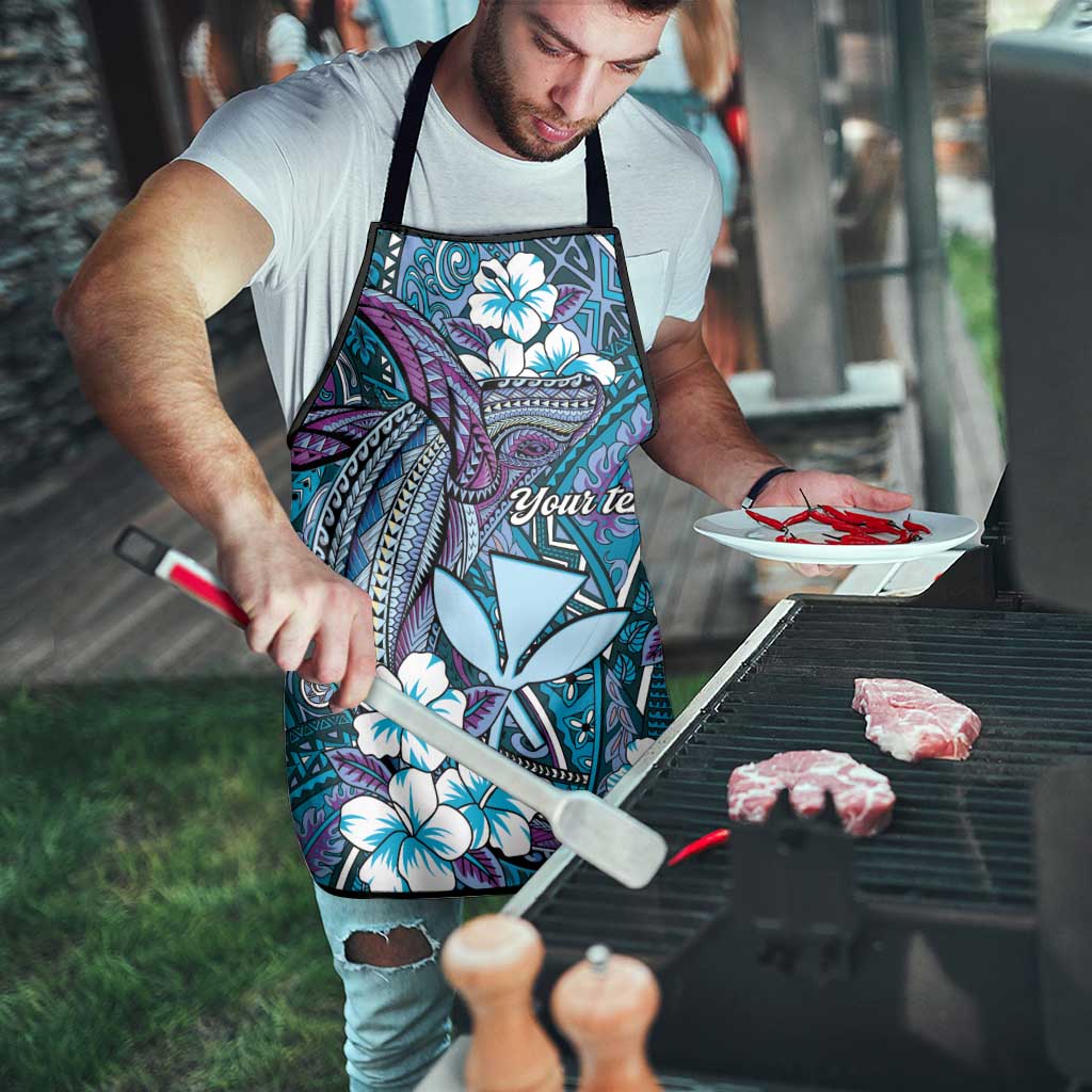 Personalised Hawaii Tribal Humpback Whale Apron Polu Hibiscus Seamless Pattern LT9 - Polynesian Pride