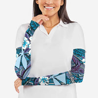 Personalised Hawaii Tribal Humpback Whale Arm Sleeves Polu Hibiscus Seamless Pattern
